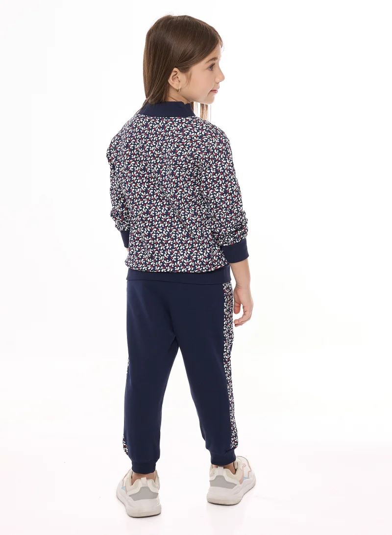 victor and jane 3 Piece Set - Glitter Top With Printed Jacket And Matching Jogger