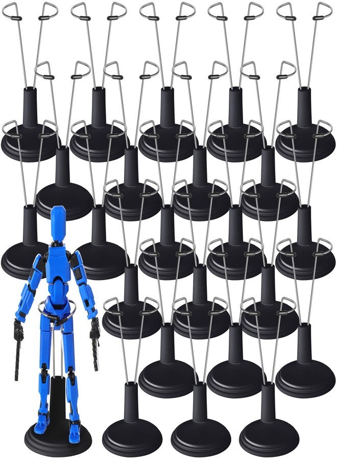 Yaocom 24 Pcs Doll Stand Adjustable Action Figure Display Holder Support for 4-6 Inches Dolls, Creative Storage Stand for Home Shop Birthday Party Favor for Male Female(Black) - Image 1