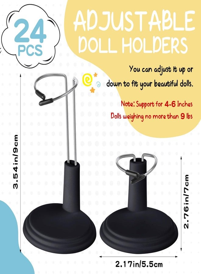Yaocom 24 Pcs Doll Stand Adjustable Action Figure Display Holder Support for 4-6 Inches Dolls, Creative Storage Stand for Home Shop Birthday Party Favor for Male Female(Black) - Image 2