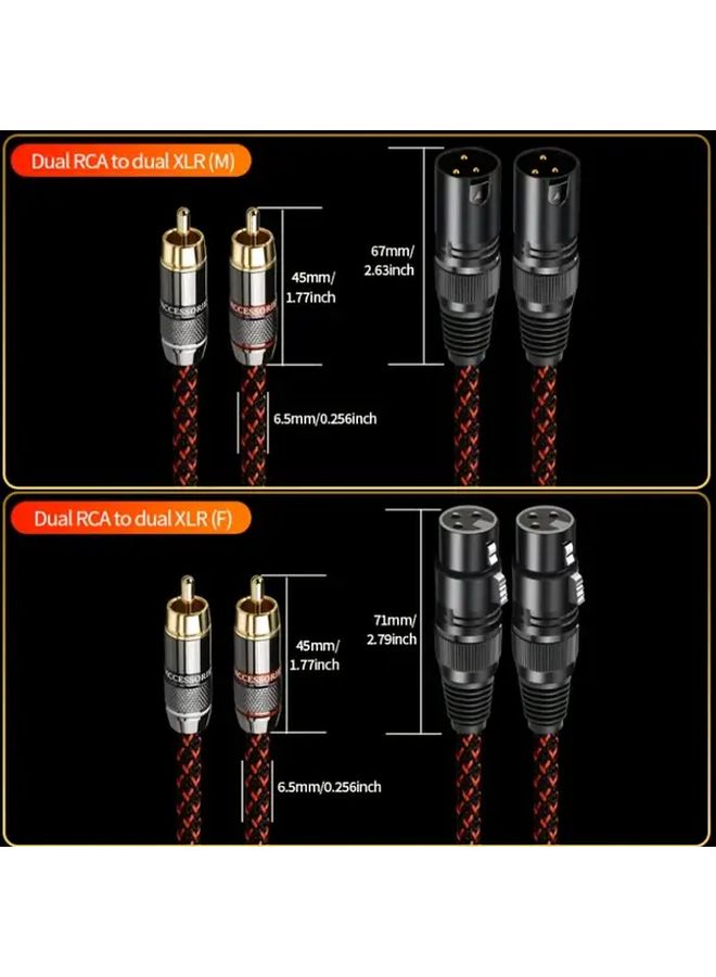Professional XLR Male to RCA Female Audio Cable 2m Balanced OFC for Studio DJ - Image 2