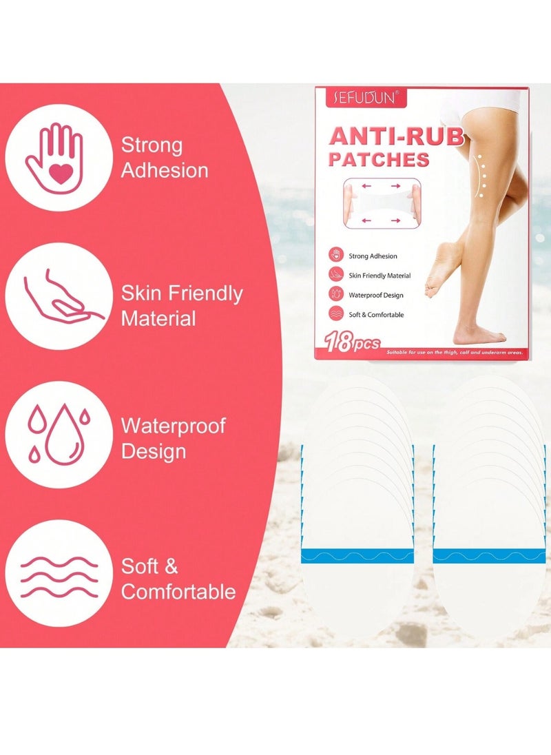 Sefudun - 18Pcs Anti Rub Patches Clear Invisible Body Friction Tape Patches Thigh Inner Anti Chafing Pads Chafe Protection Skin Tape Sticker Paste Transparent Self Adhesive Chub Rub Patch - Image 1