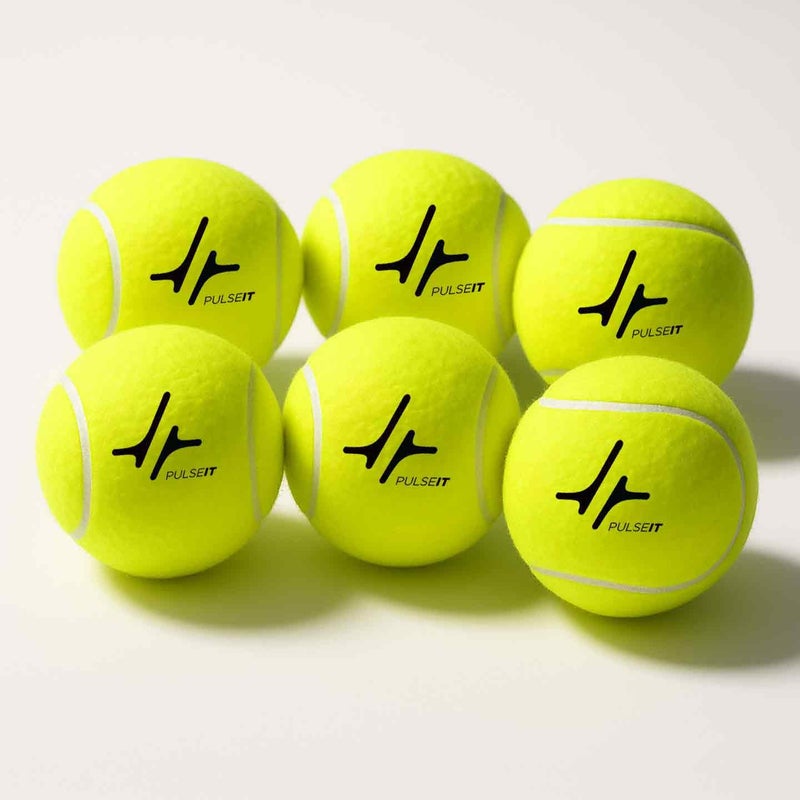 PULSEIT كرة تنس كريكيت PulseITSpinX الناعمة - مجموعة من 6 | كرة تنس للتدريب على الكريكيت، متينة، عالية الارتداد، متوافقة مع الأسطح المتعددة | مثالية للبطولات الخارجية، تنس العشب ومباريات كريكيت الجلي، - Image 1