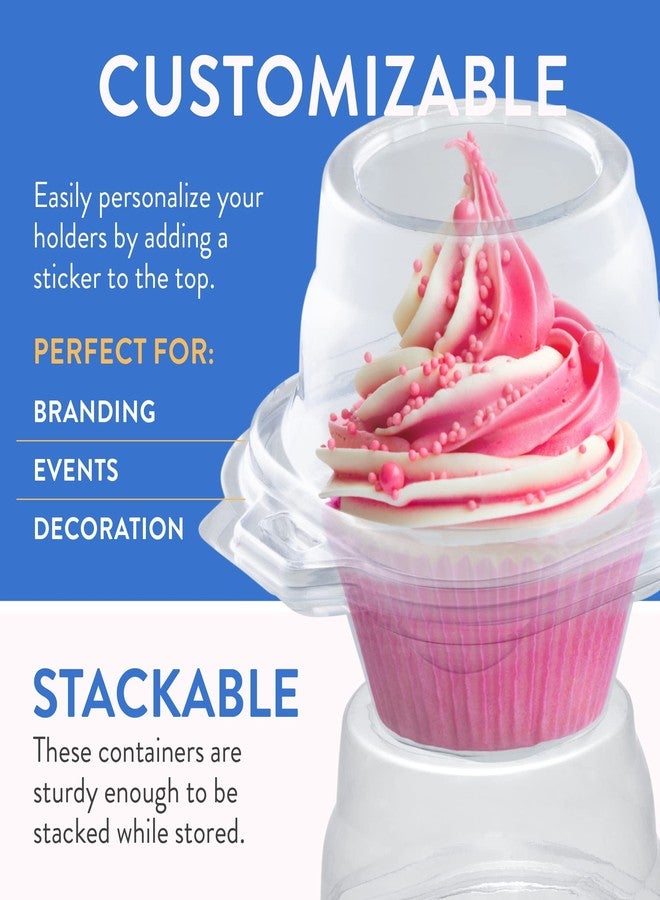 Supellectilem Individual Cupcake Containers (200 Pack) | Clear Plastic Disposable Cupcake Boxes/Holders | Single Cupcake Holder with Dome Lid Bulk | BPA-Free Plastic Cupcake Muffin Container Carrier Boxes to Go - Image 3