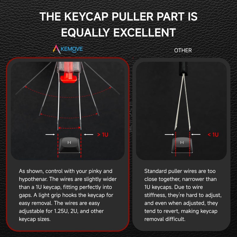 KEMOVE P10 2-in-1 Switch Puller Keycap Puller for Mechanical Keyboard, 304 Stainless Steel Key Switch Keycap Puller, Easily Remove and Replace Gaming Keyboard Switches and keycaps - Black Translucent - Image 4