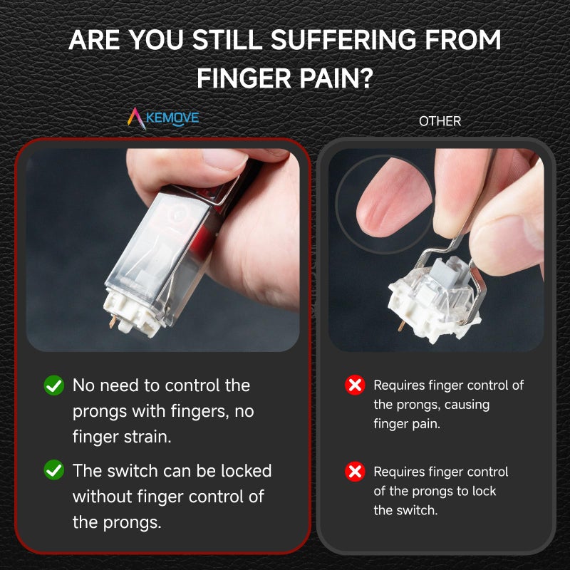 KEMOVE P10 2-in-1 Switch Puller Keycap Puller for Mechanical Keyboard, 304 Stainless Steel Key Switch Keycap Puller, Easily Remove and Replace Gaming Keyboard Switches and keycaps - Black Translucent - Image 2