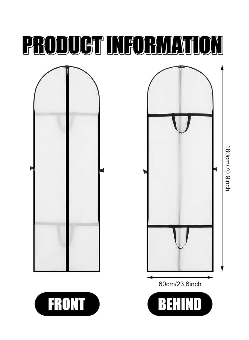Garment Bag 2 Pcs Garment Cover Bag Dustproof Clothes Cover Bags Wedding Dress Bag Cover Foldable Clothe Storage Bag Protector for Closet Storage Suit,Robe,Long Dress(60*180CM-White)  - Image 2