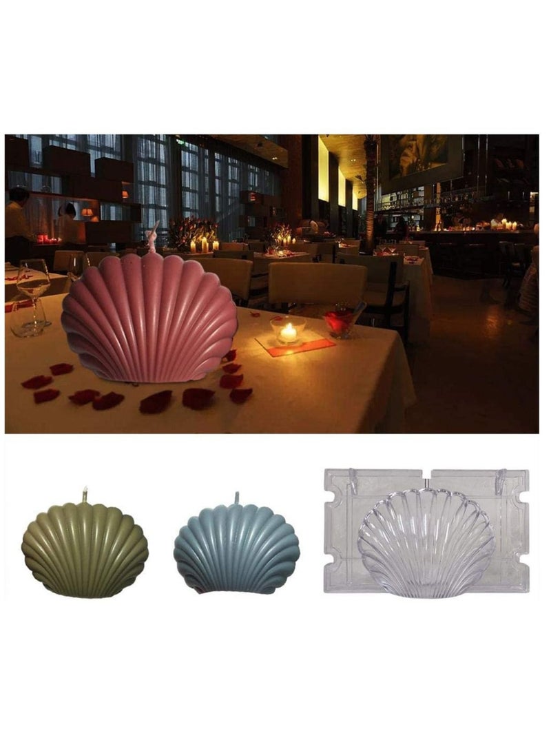 Captaintech Handmade DIY Candle Mold, Seashell Shell Durable Plastic Scallop Mold with 3 Rubber Bands Silicone Mould for Art Craft Making Candles Beach Wedding - Image 1