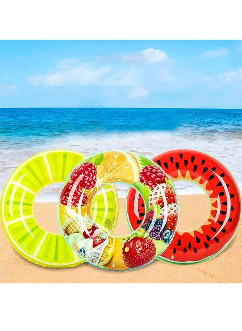 Generic Fruit-Themed Inflatable Swim Rings – Set of 3 Kids Inflatable Swimming Ring Pool Float  - Image 1