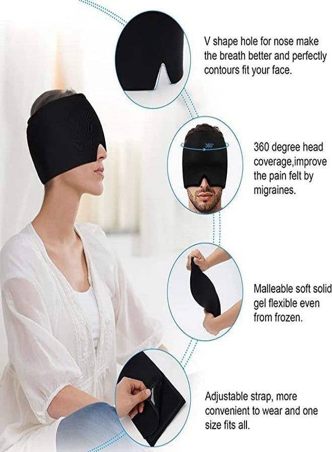 Careflection || Migraine and Headache Relief Hat,Cold Therapy Migraine Cap, Flexible Gel Hot Cold Compress Head Ice Pack Puffy Eyes, Tension, Headaches, Sinus & Stress Relief (Black) - Image 3