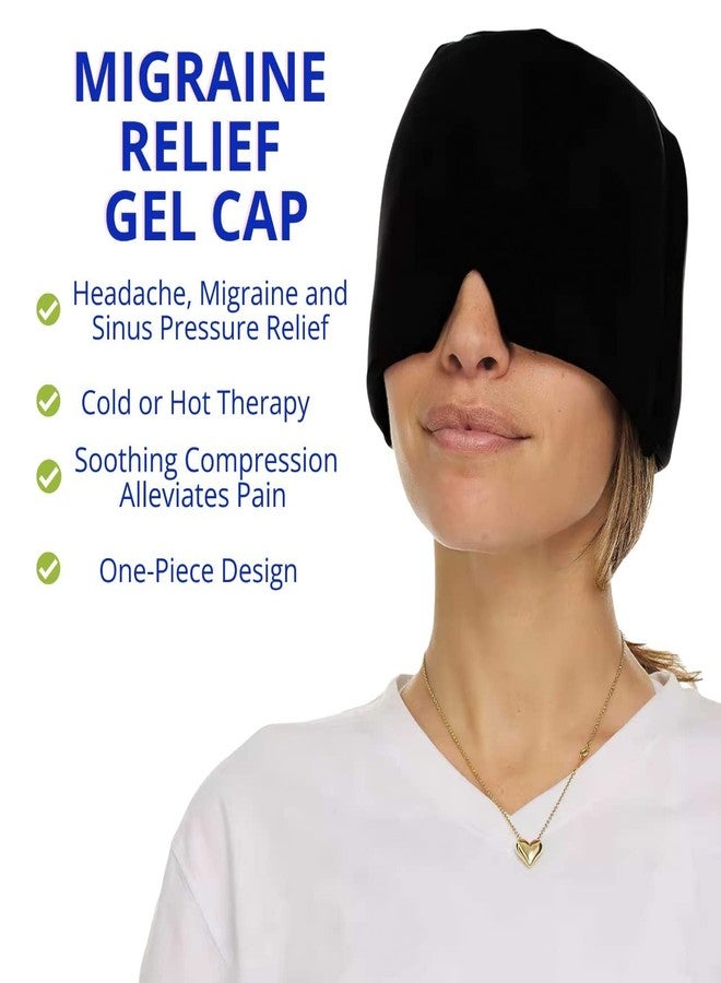 Careflection || Migraine and Headache Relief Hat,Cold Therapy Migraine Cap, Flexible Gel Hot Cold Compress Head Ice Pack Puffy Eyes, Tension, Headaches, Sinus & Stress Relief (Black) - Image 4