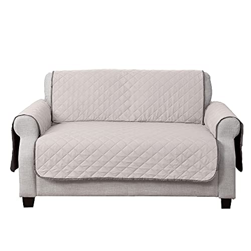 Furhaven Water-Resistant & Reversible Loveseat Cover Protector for Dogs, Cats, & Children - Two-Tone Pinsonic Quilted Living Room Furniture Cover - Gray/Mist, Loveseat - Image 5