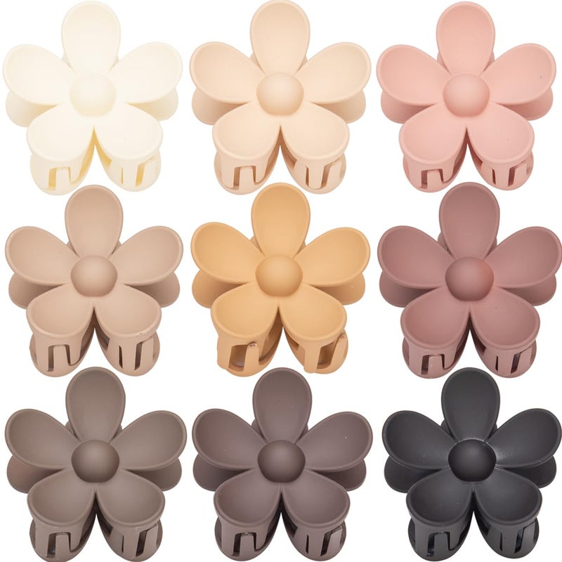 9 PCS Matte Hair Clips Set Large NonSlip Metal Claw Clips for Womens Thick Thin Hair 9 Styles with Strong Hold in Brown Color
