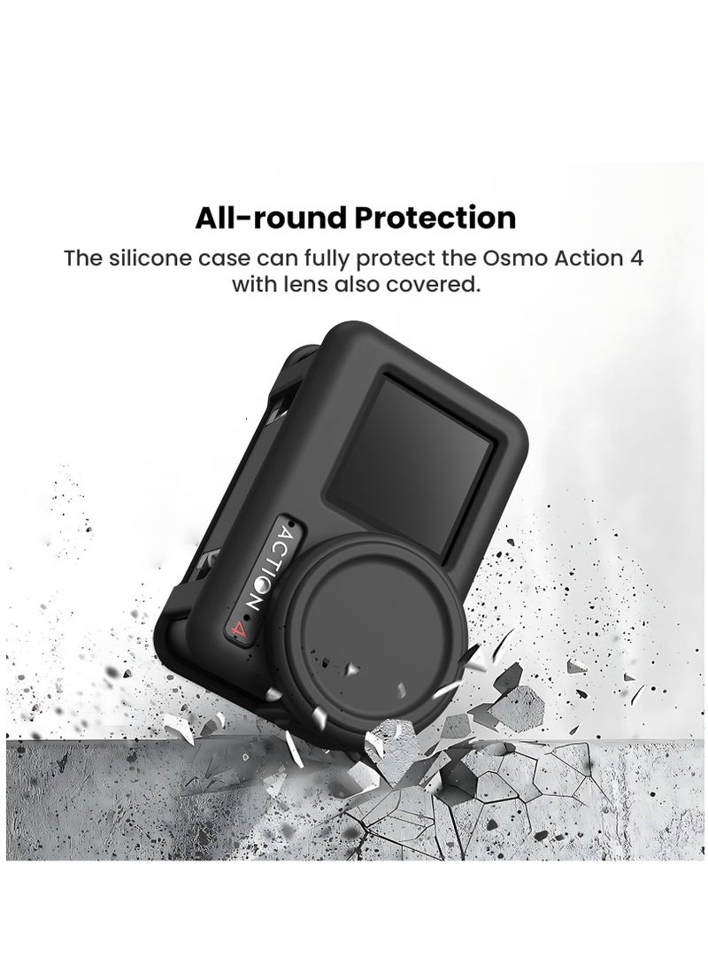 Action 4 Silicone Sleeve Case for Osmo Action 4 / Action 3 Camera Protection Cover Lens Protector Cap Guard with Neck Hang Rope (Blue)  - Image 2