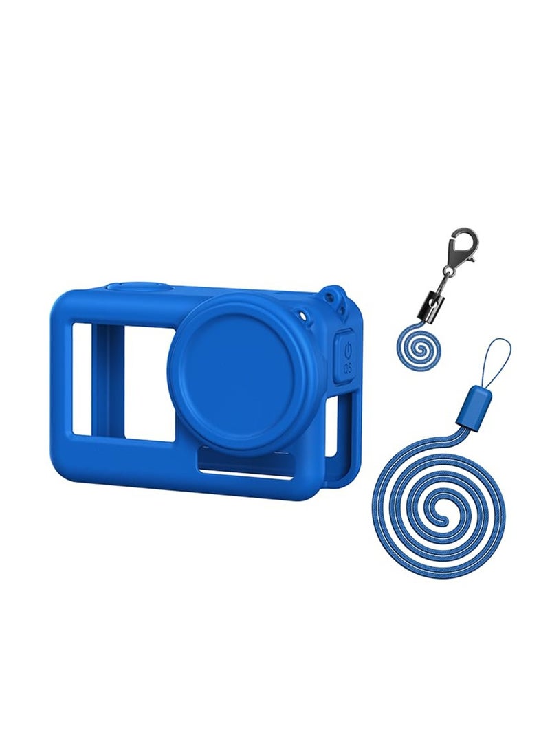 Action 4 Silicone Sleeve Case for Osmo Action 4 / Action 3 Camera Protection Cover Lens Protector Cap Guard with Neck Hang Rope (Blue)  - Image 1