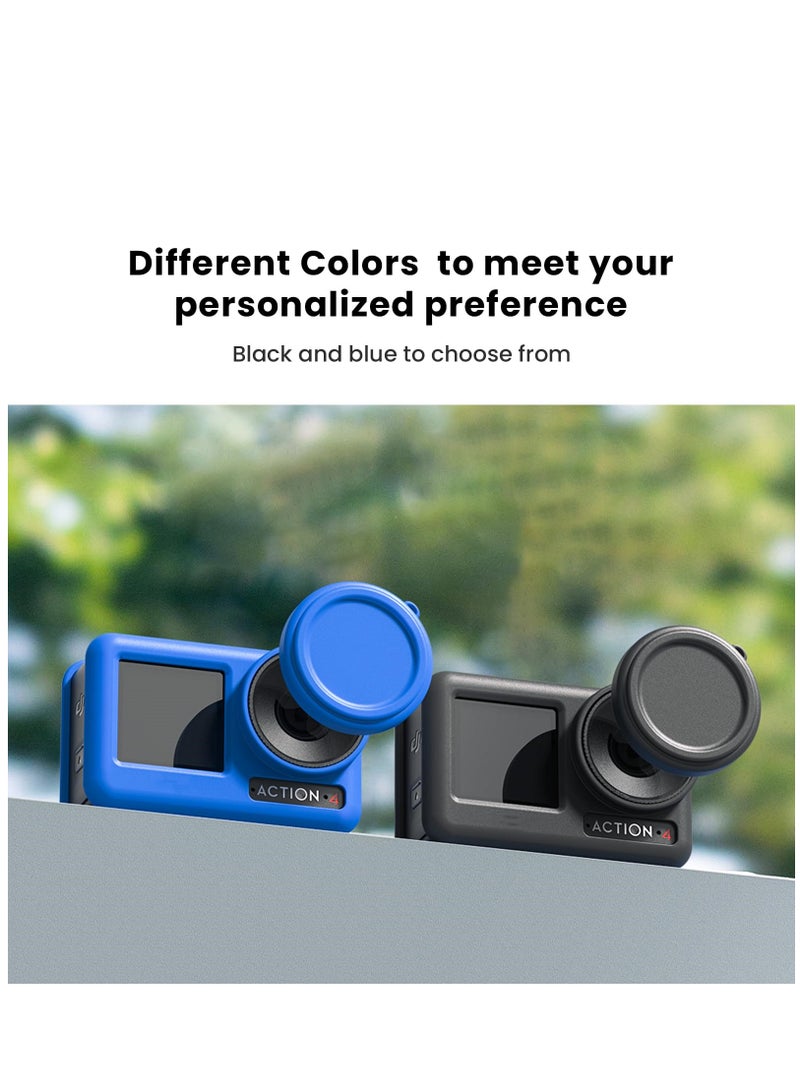 Action 4 Silicone Sleeve Case for Osmo Action 4 / Action 3 Camera Protection Cover Lens Protector Cap Guard with Neck Hang Rope (Blue)  - Image 4