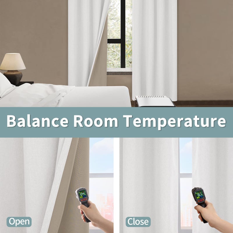 BGment Off White Blackout Curtains 54 Inch Length for Bedroom 2 Panels Set  Linen Textured Thermal Insulation Soundproof Window Curtain Drapes with Grommet  52 Inch Wide Each Panel - Image 4