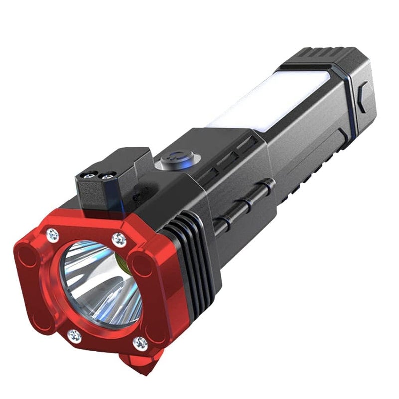 HETVIN HETVIN Portable Rechargeable Torch LED Flashlight Long Distance Beam Range with Power Bank Hammer and Strong Magnets Window Glass Seat Belt Cutter 4 Modes for Car Camping Hiking Outdoor  - Image 1