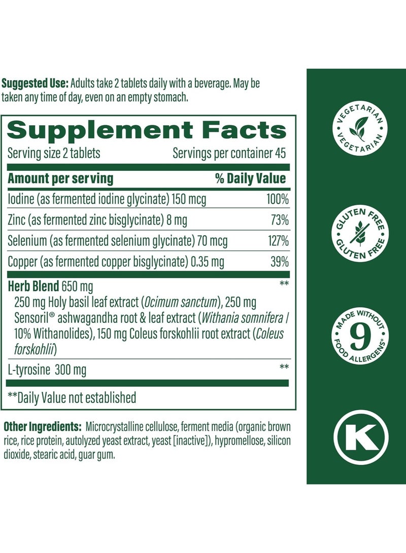 MegaFood قوة الغدة الدرقية - أشواغاندا المدروسة سريرياً، تدعم مستويات الطاقة الصحية، صحة الغدة الدرقية والنشاط الأيضي - 90 قرص (45 حصة) - Image 2