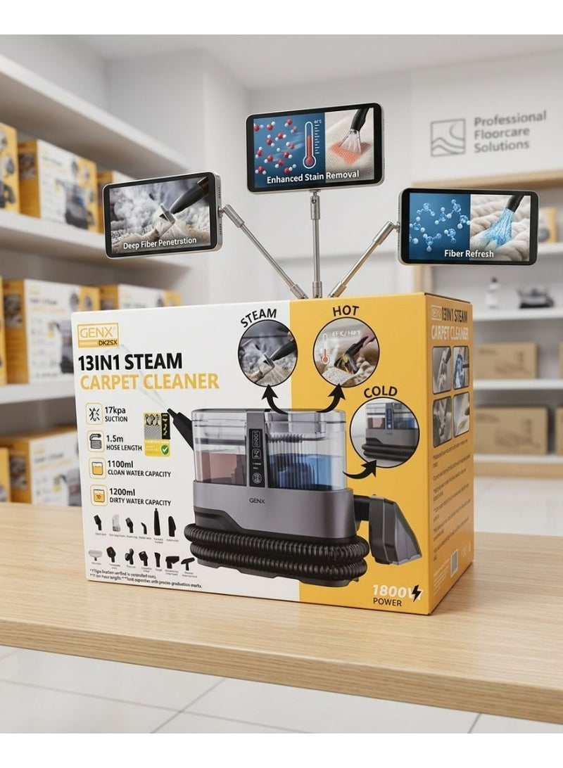 13 In 1 Steam Carpet Cleaner Steam Hot And Cold 1200ML Water Tank 1100ML Cloan Water Capacity