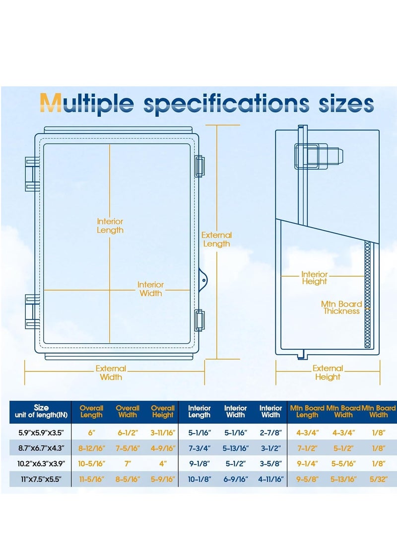 صندوق تقاطع بلاستيكي ABS مقاوم للماء للخارجية IP67، عازل للطقس والغبار، مع غطاء متحرك، ولوحة تثبيت، وحوامل حائط للطاقة (16X21X10 سم) - Image 5
