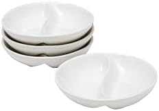 Vikko MINI White Sectional Dish Set of 4 Porcelain Dipping Sauce Bowls Small Serving Dish for Condiments Stackable Round Spice Bowls - Image 1