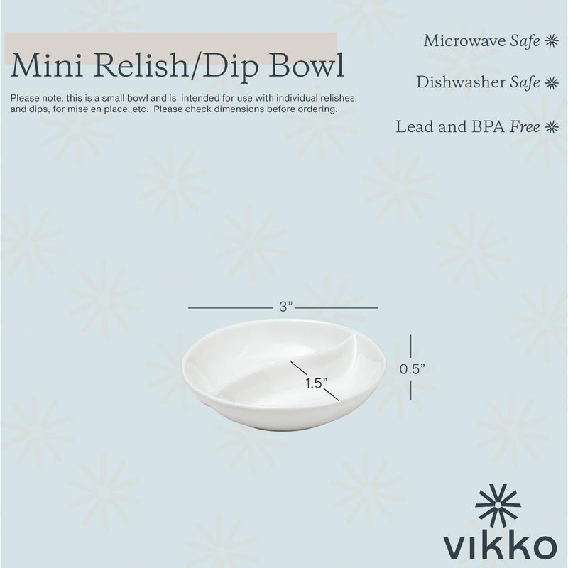 Vikko MINI White Sectional Dish Set of 4 Porcelain Dipping Sauce Bowls Small Serving Dish for Condiments Stackable Round Spice Bowls - Image 2