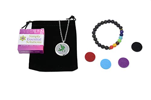 Simply Essential Solutions Aromatherapy Essential Oil Diffuser Stainless Steel 30MM Silver Magnetic Locket Pendant 2 Sizes Chain Necklace, Refill Pads & Diffuser Bracelet in a Velvet Bag (MagicFairyDust) - Image 2