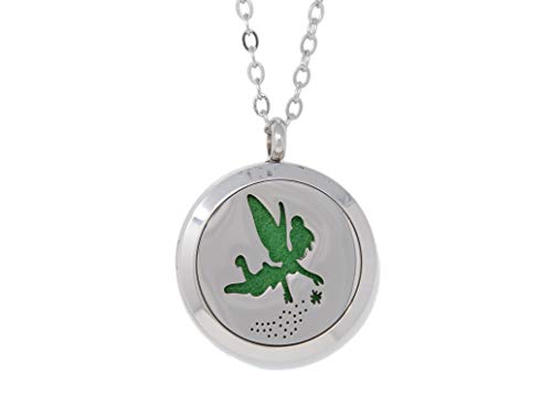 Simply Essential Solutions Aromatherapy Essential Oil Diffuser Stainless Steel 30MM Silver Magnetic Locket Pendant 2 Sizes Chain Necklace, Refill Pads & Diffuser Bracelet in a Velvet Bag (MagicFairyDust) - Image 1