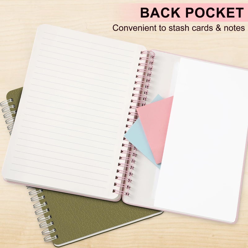 LACCHOUFEE Lined Spiral Journal Notebook, A5 Hardcover Leather Notebook for Work, 5.7''Ã—8.2'', 100GSM Thick Paper Spiral Bound Journaling Notebooks for Women & Men Office School Note Taking Business, Pink - Image 5