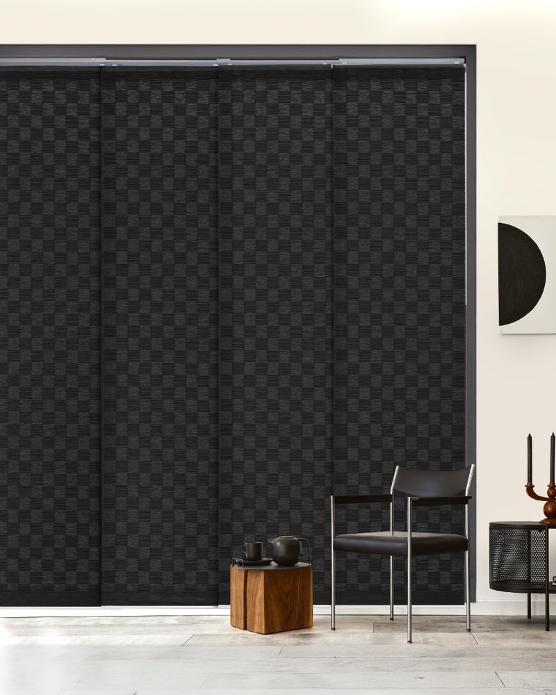 GoDear Design Adjustable Sliding Panel Track Blinds Fits Windows Patio Doors Sliding Glass Doors Closet Doors Adjustable Track Width 458 86 Trimmable Panel Height Up to 96 Black King