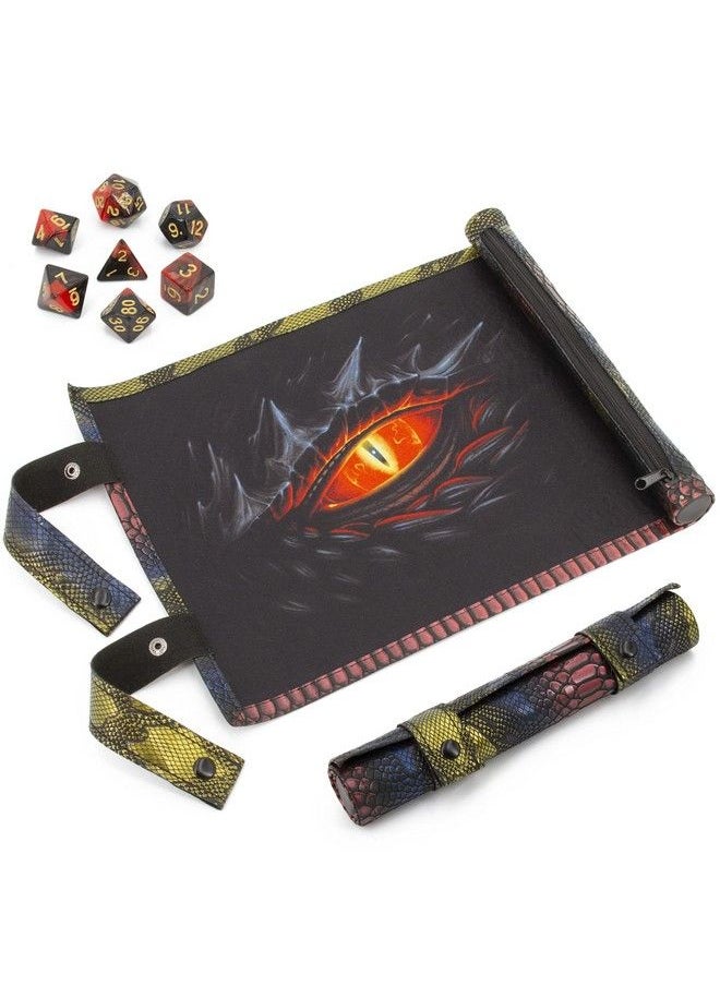 Dice Rolling Tray And Dice Mat With 7 Included Roleplaying Dice Compatible With Dnd And Other Games Scroll Rolling Tray And Travel Dice Holder For Storing Up To 14 Game Dice - pzsku/Z424A66387A65474B1B55Z/45/_/1680517939/0346b1b5-1660-49b2-bdba-730980c3d1ca