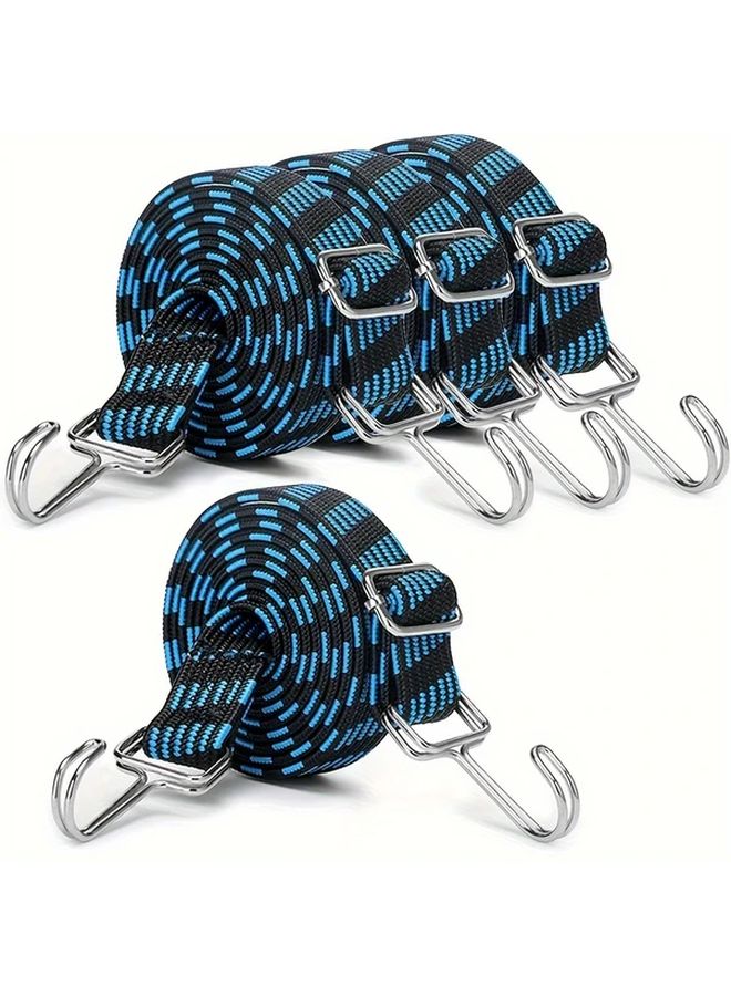 4Pcs Black Elastic Straps With Hooks 39 37inch Adjustable Luggage Bicycle Rack - Image 2