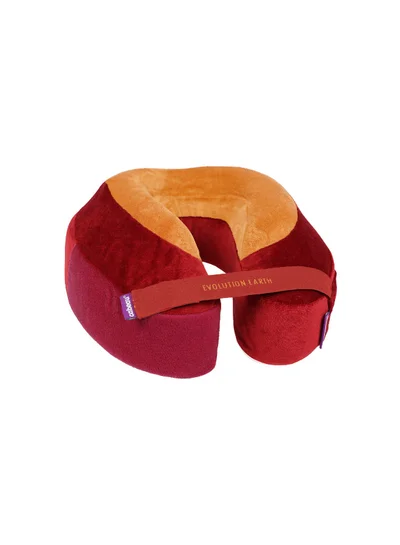 Cabeau Evolution Earth Pillow - Eco-Friendly Memory Foam Neck Pillow with Chin & Neck Support - Fire Red