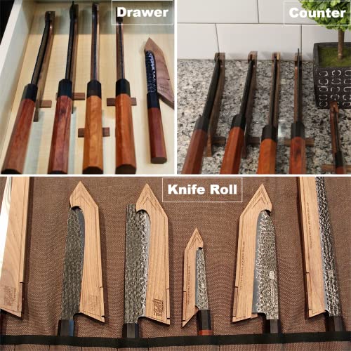 FINDKING Chefs Knives Set and Edge Guards, High Carbon Steel Kitchen Knives, Walnut Knife Holders, for Home Kitchen, Meat, Fruits, Vegetables, Dynasty Series, 8PCS - Image 5