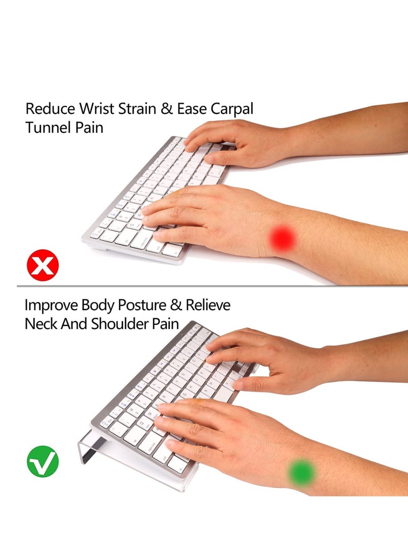 Small Computer Keyboard Stand, 11.8 x 5.1 Inch Keyboard Tray for 78 Keys Keyboard, Acrylic Keyboard Riser Lift for Desk, keyboard Holder for Mini Computer Keyboard & for Apple Magic Keyboard (Clear)