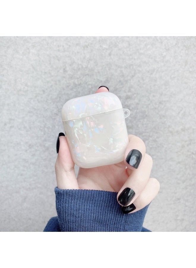 Generic - Suitable For AirPods Protective Case 2 Generation Shell Pattern Bluetooth Earphone Case Protective Case Anti-drop Wear-resistant Portable-Color:White-Applicable Models:AirPods2 - Image 1