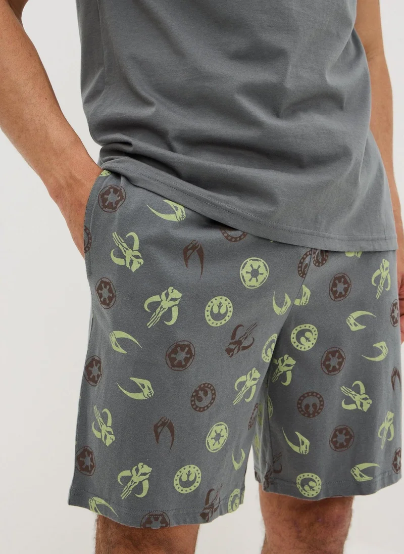 Matalan Star Wars Grey Mandalorian & Grogu Short Pyjama Set