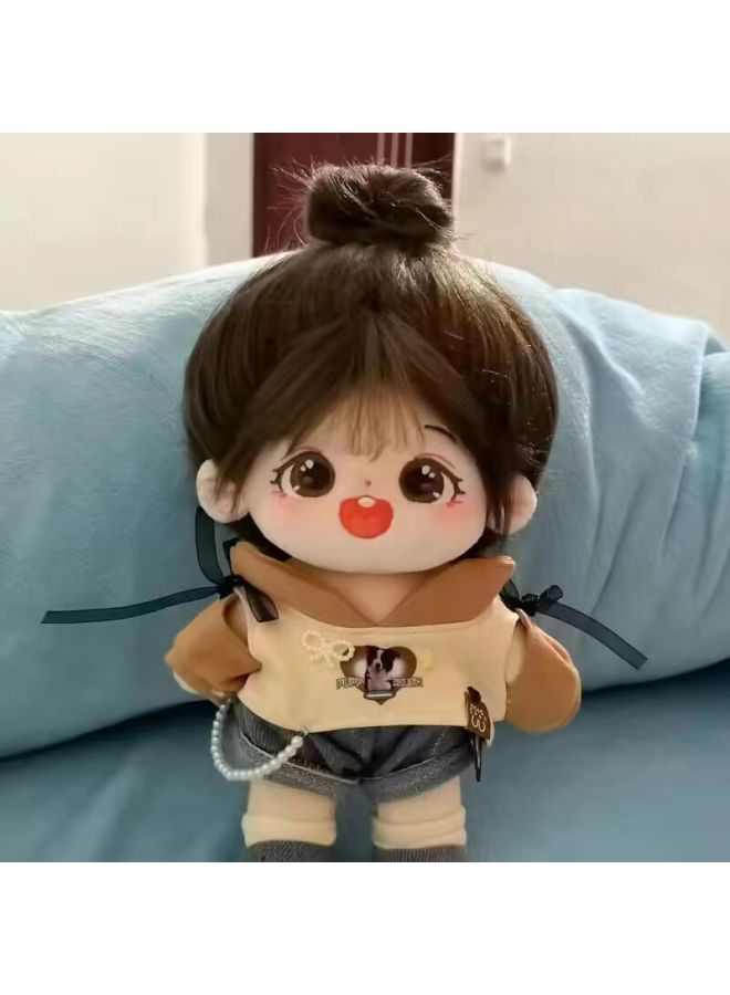 Cotton Doll Small Halo 20cm Plush Doll Girl Doll Can Change Human Figure Doll For Girls Couple Genuine Gift-Specifications:Boneless (1 Random Skirt + Birth Certificate + Dressing Tools)-Color:Chestnut Naked Baby  - Image 1