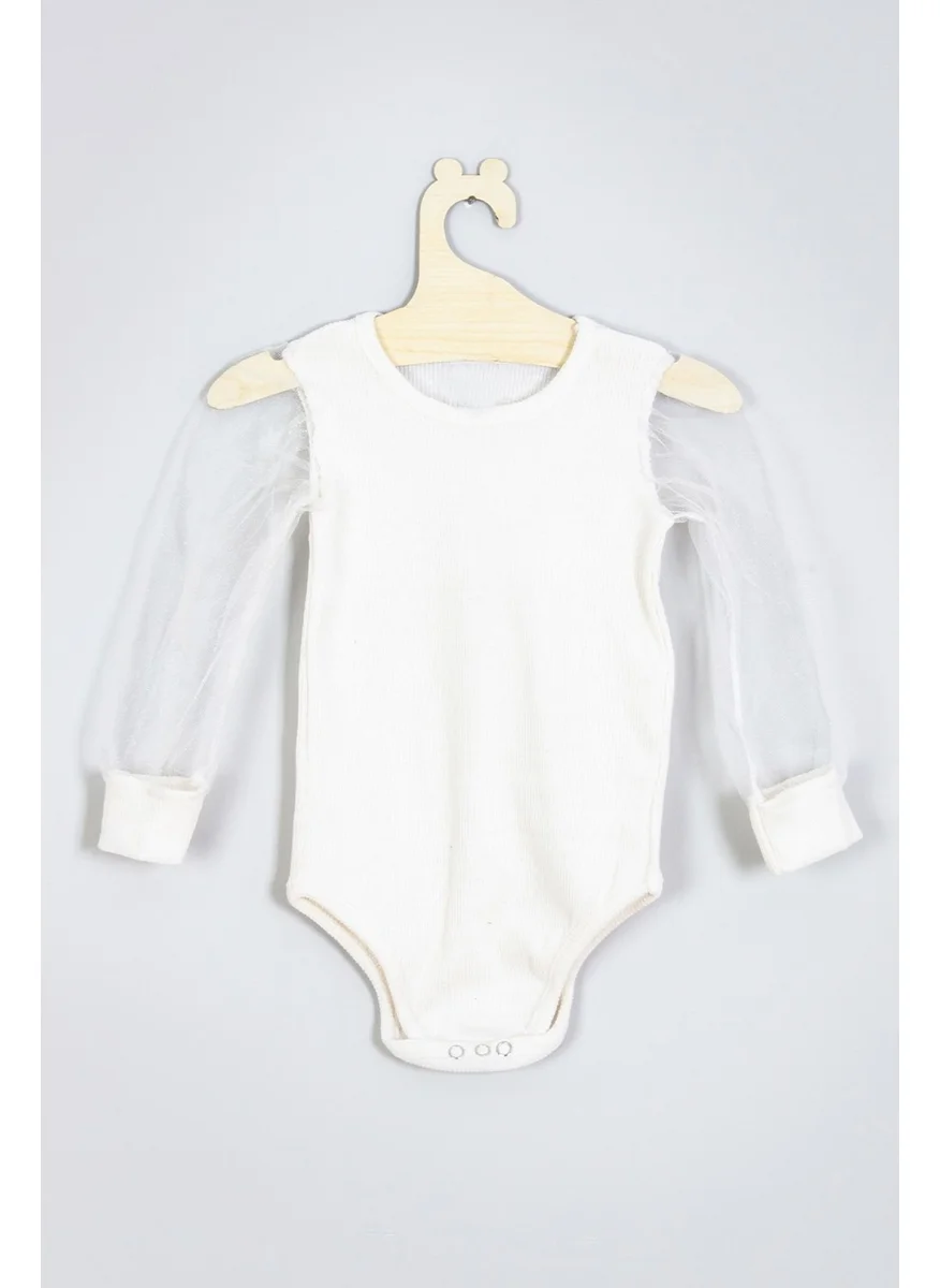 Ada Bebek Çocuk Ada Baby Child Bodysuit with Tulle Sleeves and Ribbed Snaps 004