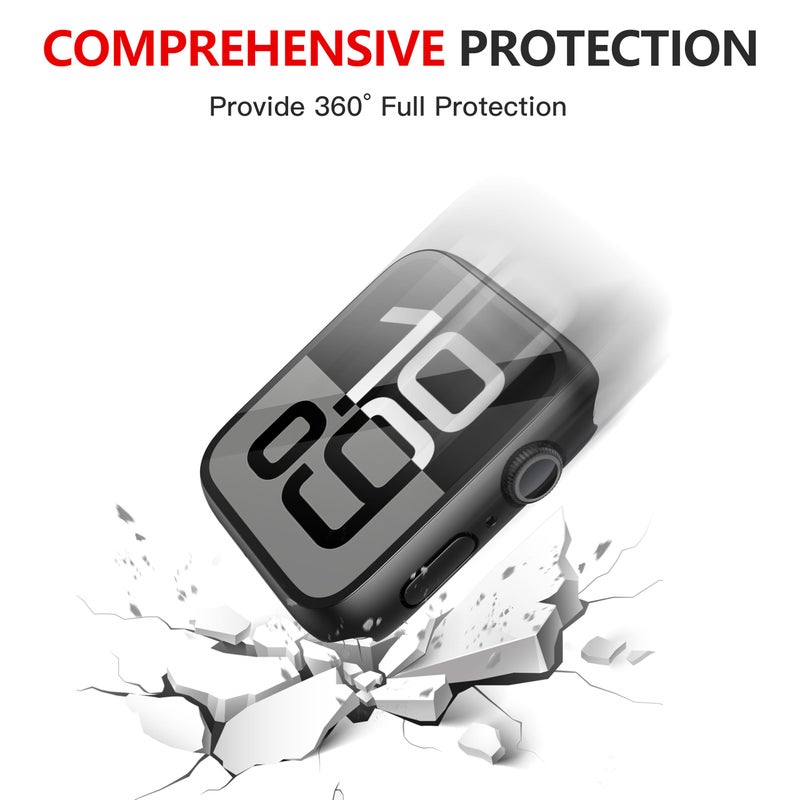 Misxi [2 Pack] Waterproof Hard Case with Tempered Glass Compatible with Apple Watch Series 11 (2025) Series 10 42mm, Ultra-Thin Anti-Fall Protective Cover for iWatch Screen Protector, Matte Black - Image 5