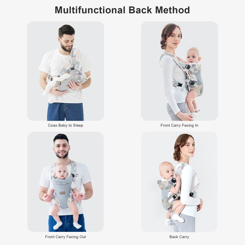 IULONEE Baby Carrier, Embrace Cozy 4-in-1 Infant Carrier Ergonomic Adjustable Holder Portable Convertible Front and Back Backpack Carry for Infants Toddlers Babies Girl and Boy 7-45 Pounds (Gray) - Image 4