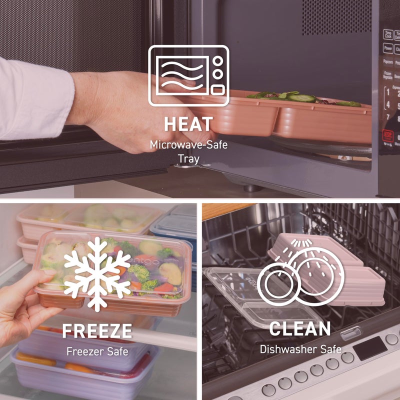 Bentgo 20-Piece Lightweight  Durable  Reusable BPA-Free 2-Compartment Containers - Microwave  Freezer  Dishwasher Safe - Rose Gold - Image 5