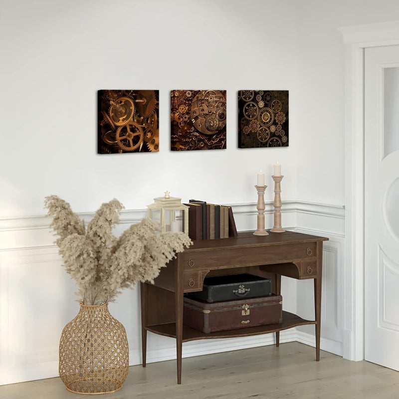 RnnJoile 3 Piece Steampunk Canvas Wall Art - Image 2