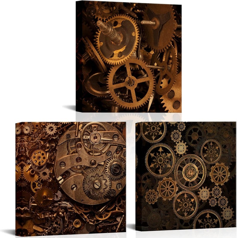 RnnJoile 3 Piece Steampunk Canvas Wall Art - Image 1