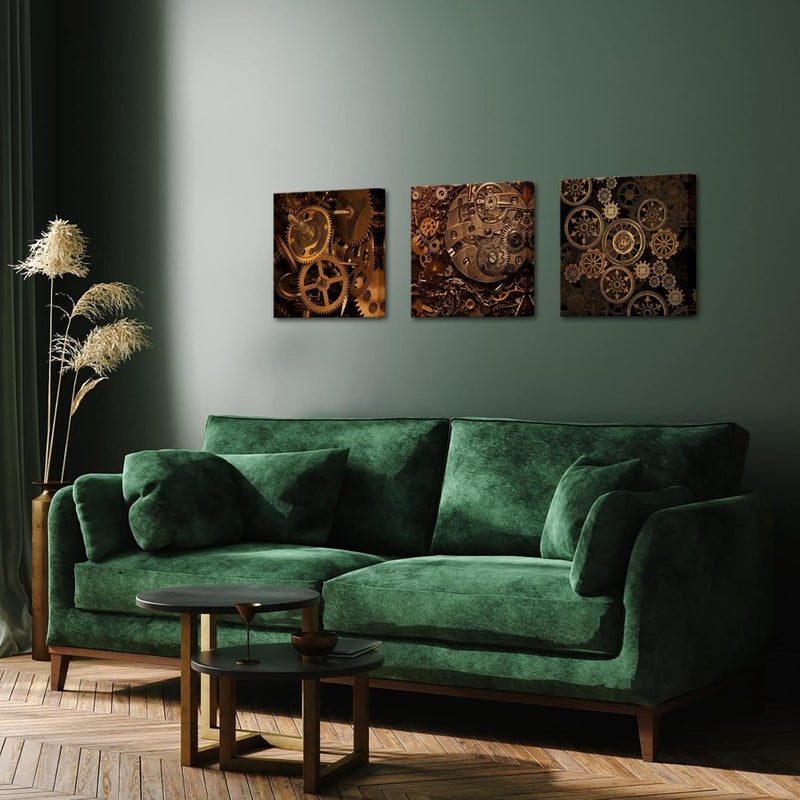 RnnJoile 3 Piece Steampunk Canvas Wall Art - Image 3