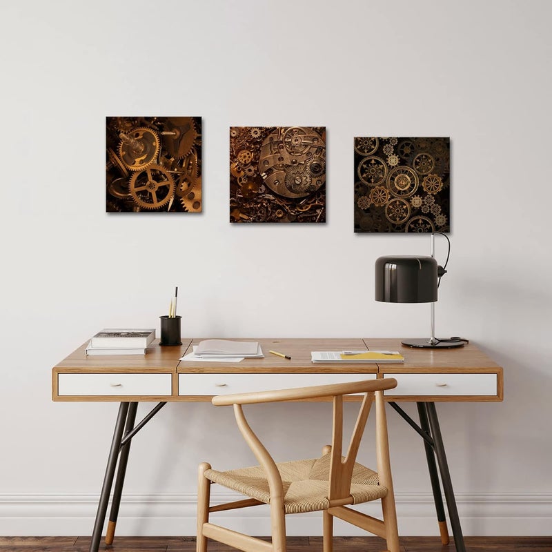 RnnJoile 3 Piece Steampunk Canvas Wall Art - Image 4