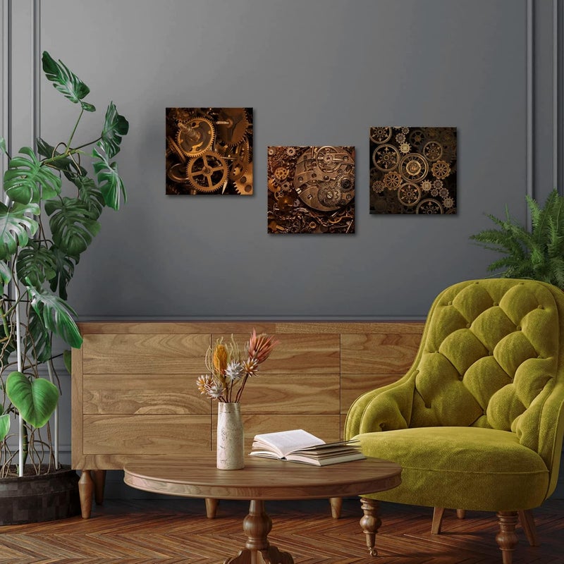 RnnJoile 3 Piece Steampunk Canvas Wall Art - Image 5