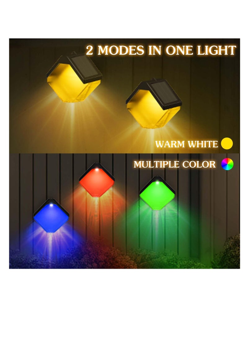 SYOSI 2-Pack Outdoor Solar Wall Lights for Fence, Deck, and Step - Waterproof Wall Mount Lamps for Garden, Patio, Yard, Garage - Decorative Lighting with 2 Modes and 8 Color Options - Image 2