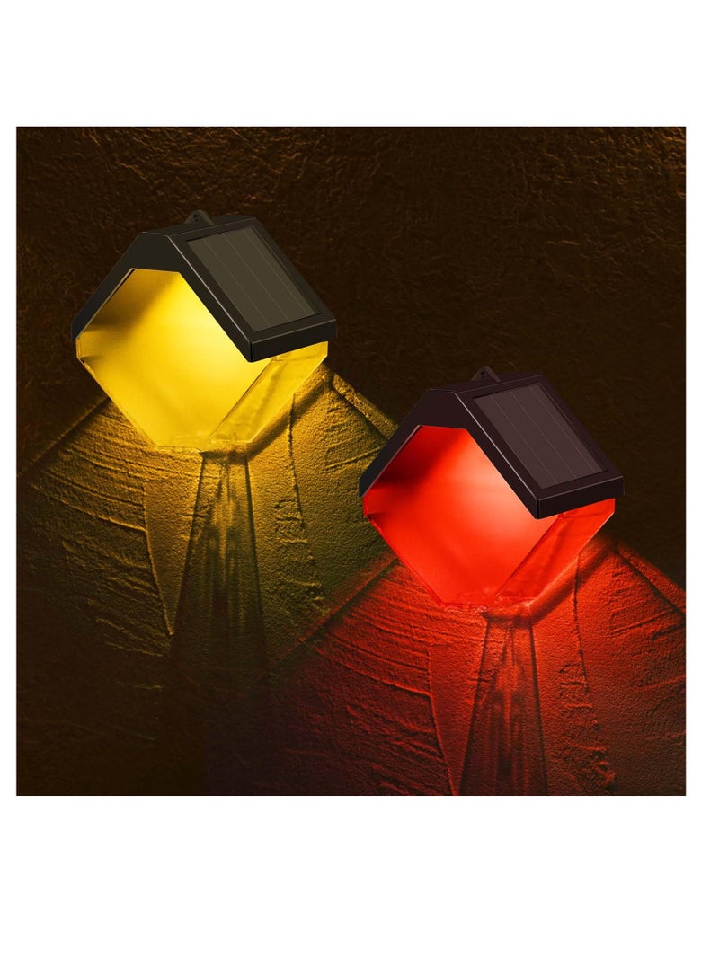 SYOSI 2-Pack Outdoor Solar Wall Lights for Fence, Deck, and Step - Waterproof Wall Mount Lamps for Garden, Patio, Yard, Garage - Decorative Lighting with 2 Modes and 8 Color Options - Image 1