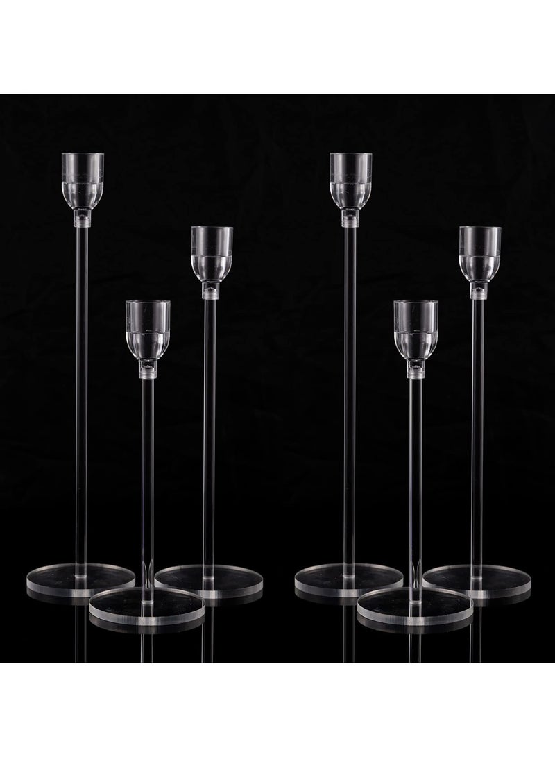 Barakah طقم حوامل شموع أنيقة من الأكريليك مكون من 6 قطع لحفلات الزفاف ومراكز تناول الطعام، شموع زخرفية مثالية - Image 1